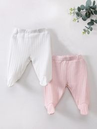 Baby 2pcs Solid Footed Pants SHE
