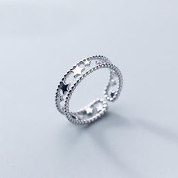 Cluster Rings MloveAcc Genuine 100% 925 Sterling Silver Fashion Stackable Stars Ring For Women Finger Wedding Jewelry Edwi22