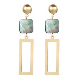 Dangle & Chandelier Light Green Square Drop Earrings Metal Geometry Frame For Women 2022 Fashion Golden Luxury Wedding Ear Accessories