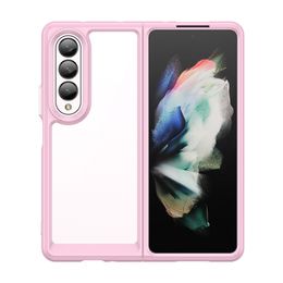Candy Color Cell Phone Cases For Samsung Galaxy Z Fold 4 Full Protection Shockproof TPU Acrylic Hard Back Phone Cover