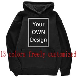 Your OWN Design Brand /Picture Custom Men Women DIY Hoodies Sweatshirt Casual Hoody Clothing 14 Colour Loose Fashion 220726