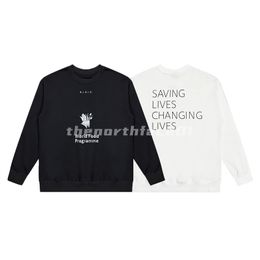 Design Fashion Mens Long Sleeve Sweatshirt Classic Letter Printing Sweatshirt Round Neck Pullover Womens Top Black White