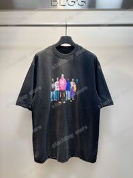 22SS homens homens designers t camisetas destruídas tie corante curta manga curta de rua de rua preto branco xinxinbuy xs-l