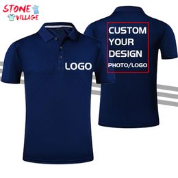 Summer 100 Polyester Men s Polo Shirts Custom High quality Quick drying Short Sleeve Lapel T shirt Breathable Clothing 220722