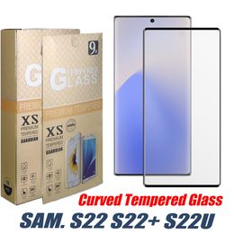 Case Friendly Cuvred Full Cover Tempered Glass screen protector For Samsung Galaxy S22 S21 S20 Plus Ultra S10 S9 S8 Note20 Note20u note10 in paper bag package