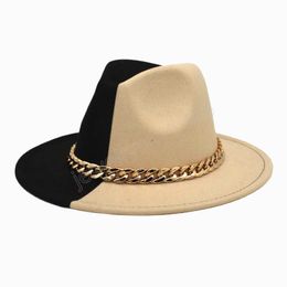 Wide Brim Hats for Women Different Colour Patchwork Felt Fedoras Hat Panama Jazz Party Festival Dress Cap Sombreros De Mujer