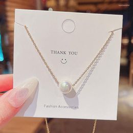 Pendant Necklaces Titanium Steel Pearl Necklace For Women Trendy Clavicle Chain Elegant Jewelry Female Classic Retro ChokerPendant