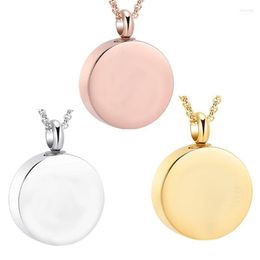 Pendant Necklaces Stainless Steel Cremation Round Urn Necklace Ashes Jewellery For Women Men Pet Keepsake Memorial Locket Ash HolderPendant El