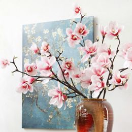 Decorative Flowers & Wreaths Big Artificial Magnolia Plastic Fake Flower Branch Fleur Artificielle Flores Arrange Table Wedding Home Decorat