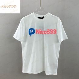 21ss newest tee P letter word graffiti back printed men womens short-sleeved loose round neck casual all-match T-shirt S-2XL