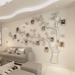 Wall Stickers Tree Po Frame Sticker DIY Mirror Decal Home Decoration Living Room Bedroom Poster TV Background Decor 211217