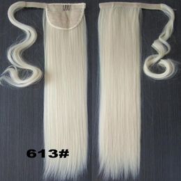 Wholesale-Blonde 22INCH Long Straight Ponytail Pony Tail Clip In Hair Extensions Real Natural Hairpiece 47Colors