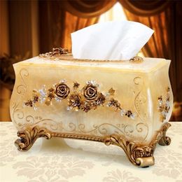 Living room resin carved European tissue box luxurious retro home decoration napkin fashionable creative carton LJ200812