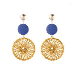 Dangle & Chandelier Drop Earrings Round Pendant For Women Wood Circle Network 2022 Fashion Jewelry