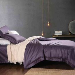 2021 New 100 Thread Count Horse Cotton Solid Color Four Piece Quilt Cover Hotel Light Luxury Bed Products Embedded Line Kit