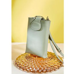 Evening Bags Women's Mobile Phone Bag Shoulder Crossbody Pouch Genuine Leather Mini Ladies Messenger Simple Solid ColorEvening