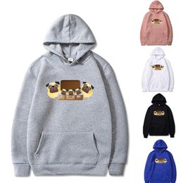 Men's Hoodies & Sweatshirts Casual Unisex Long Sleeve Hooded Five Pugs Print Pullovers Street All-match Clothing High Quality Trend TopsMen'