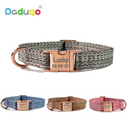 Metal Buckle Dog Collars Durable Adjustable Personalized Pet Collar Soft for Small Medium Large Dogs Engraved ID Tag Nameplate