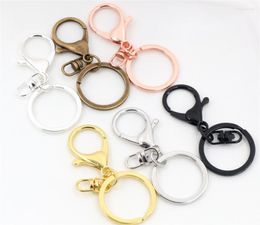 Keychains 5pcs/lot 30mm Key Ring Long 70mm Classic 6 Colors Plated Lobster Clasp Hook Chain Jewelry Making For Keychain Enek22