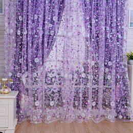 Curtain & Drapes Sunflowers Pattern Printed Window Voile Curtains 100 200 CM Home Decoration Living Room Sheer Tulle VB243Curtain
