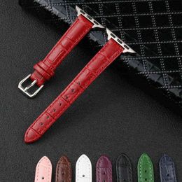 Genuine Leather band For Apple 4 3 2 1 starp for i 5 Small waist Strap Bamboo pattern 38/40 44/42 mm bracelet G220420