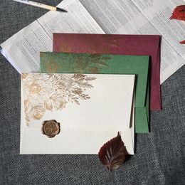 Gift Wrap 20pcs/set MIni Size Gold Flower Thick Paper Envelopes For Greeting Card Postcard Storage 11.5cmX8cmGift
