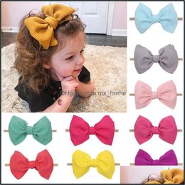 Kids Girls Solid Hairband 6 Inch Waffle Nylon Headband Baby Girl Party Hair Bows Headbands Boutique Accessories Drop Delivery 2021 Baby M