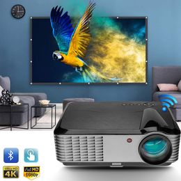 Proiettore Android Smart Flzen 1080p con WiFi Bluetooth LED 4K 300 "Film per home Theater Proiettore Compatibile Smartphone PC DVD TV