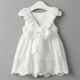 Summer Girls Dress Pure White Temperament Embroidery Casual Sleeveless Party Princess Dress ChildrenS Baby Kids Girls Clothing 220707