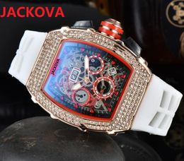 Full Diamonds Ring Women Luxury Men Watches 43mm Quartz Skeleton Dial Designer business Set Auger Rubber Strap Classic Wristwatches montre de luxe