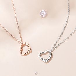 New Heart Pendant Necklaces Natural Diamond Designer Sterling 925 Women Classic Hollow Design S925 Clavicle Chain Choker Jewelry Gifts for Female