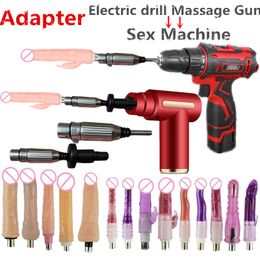 2in1 Hand electric drill bit Adult Games Massage Fascia Gunr Change sexy Machine Dildos Penis Vibrator Toys Shop For Women