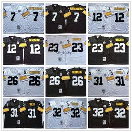 NCAA 75th Vintage Football 26 Rod Woodson Jerseys Stitched 7 Ben Roethlisberger Terry Bradshaw 23 Mike Wagner 32 Franco Harris Donnie Shell Men Jersey Mitchell & Ness