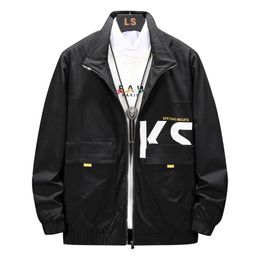 Men's Jackets Large Size 6xl 7xl 8xl Men's Black White Zipper Spring Windbreakers Baseball Daily Coats Male Oversized Plus Jacket MenMen