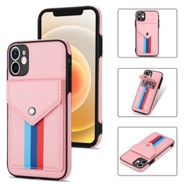 Credit ID Card Pocket Slot Leather Cases for iphone 12 pro max mini 11 XR XS MAX 6G 7G PLUS Phone Back Cover