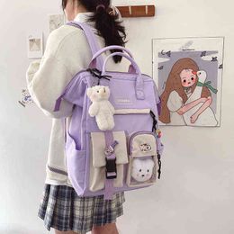 Backpack Large Capacity Female Waterproof Cute Schoolbag Kawaii Girl Laptop Bag Travel Shoulders for Women 2022 New Mochilas 220628