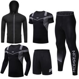 Men 5 PCS Sportswear Compression Sports Suits Quick Dry Running Sets Clothing Sports Joggers Training Gym Fitness Tracksuits 201128