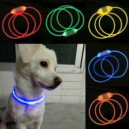 Dog Collars & Leashes Pet Cat LED Glowing Collar Luminous Flashing Necklace Outdoor Walking Night Safety Supplies SuppliesDog