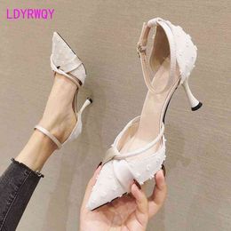 European 2021 new wild pointed sexy stiletto single shoes with French girl high heels G220425