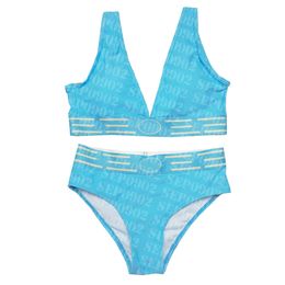 Sexy Deep V Neck Bikini Women Solid Color Swimsuit Designer Print Breathable Swimwear Summer Hot Spring Bathing Suit