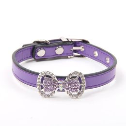 Dog Collars & Leashes Dogs And Cats Collar With Bling Bow Design Female Pet Puppy Necklace Accessory Size XS To SDog