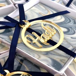 Personalized custom wedding name and Initials tags for Baby Favors Mirror silver and golden Wedding Gift Wedding Decor 220618