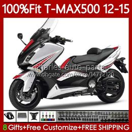 Injection mold Body For YAMAHA TMAX-500 MAX-500 TMAX500 White red 12 13 14 15 Fairings 113No.67 T MAX500 TMAX MAX 500 2012 2013 2014 2015 T-MAX500 12-15 OEM Bodywork