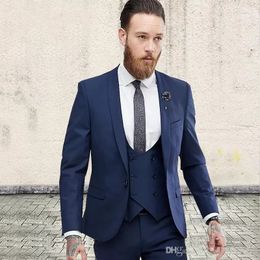 One Button Groomsmen Shawl Lapel Groom Tuxedos Men Suits Wedding Prom Dinner Best Man Jacket Vest Pants