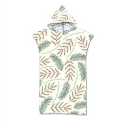 Towel Printed Leaf Microfiber Beach Dress Hooded Robe Cloak Bath Adult Swimming Surf Bathrobe Wear