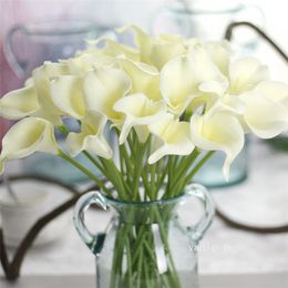 Home 30pcs Decorative Flowers Real Touch Decoratives Artificial Flower Calla lily Bouquets Artificial Wedding Bouquet Party Supplies ZC1014