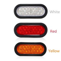 2Pcs 6 Inch Oval Oblong 22 LED Stop Turn Tail Light Sealed Surface Mount Trailer Truck