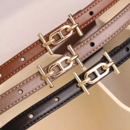 2022 Top Quality girl Leather belt women's fashion girdle versatile decorative thin suit summer Korean black jeans Classic luxury waistband