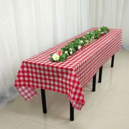 HAZY Party Tablecloths Plastic Disposable Table cloth Weddings Plaid Pattern Outdoor Picnic BBQ Decoration 220629