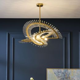 Pendant Lamps Postmodern Round Crystal Chandelier Lighting Modern Luxury Nordic Creative Personality Designer Living Room Decor Customizable